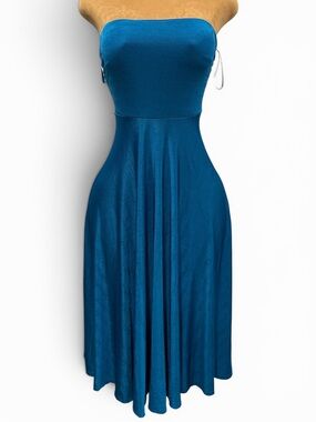 Maeve by Anthropologie Strapless Teal Midi Tube Dress